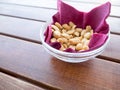 Peanuts in a bowl on the table