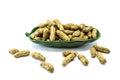 Peanuts on ceramic plate Royalty Free Stock Photo