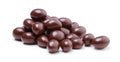 Peanuts covered in chocolate on white Royalty Free Stock Photo