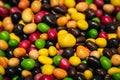 Peanuts covered with colorful chocolate, close-up, top view. Royalty Free Stock Photo