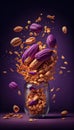 Peanuts Creatively Falling-Dripping Flying or Splashing on Dark Background Generative AI