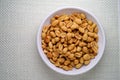 Peanuts in a dish from above Royalty Free Stock Photo