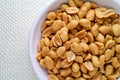 Peanuts in a dish from above Royalty Free Stock Photo