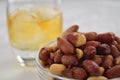 Peanuts and drink Royalty Free Stock Photo