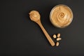 Peanuts and Fresh Peanut Butter Isoalted Black Background Protein Super Food Snack Royalty Free Stock Photo