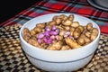 Peanuts growing on plant Arachis hypogaea being harvested, cleaned and ready to eat, Uganda Royalty Free Stock Photo