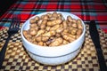 Peanuts growing on plant Arachis hypogaea being harvested, cleaned and ready to eat, Uganda Royalty Free Stock Photo