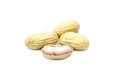 Peanuts isolated on white background. Peanut macro. Peanuts seed