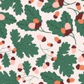 Peanuts and leaves in an autumn pattern design