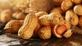 peanuts in nutshell isolated on background. Generative Ai