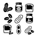 Peanuts, peanut butter - food icons set