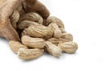 Peanuts pouring out of a sack Royalty Free Stock Photo