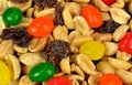 Peanuts, raisins and jelly beans Royalty Free Stock Photo