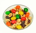 Peanuts, raisins and jelly beans Royalty Free Stock Photo