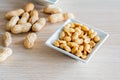Whole peanuts and shelled peanuts Royalty Free Stock Photo