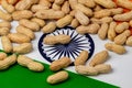 Peanuts in shell on flag of India.