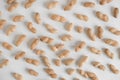 Peanuts in shell on a white background. Top view. Copy, empty space for text Royalty Free Stock Photo