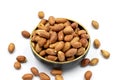 Peanuts on a white background. Healthy and fresh.nuts Royalty Free Stock Photo