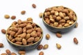 Peanuts on a white background. Healthy and fresh.nuts Royalty Free Stock Photo