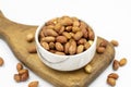 Peanuts on a white background. Healthy and fresh.nuts Royalty Free Stock Photo