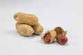 Peanuts on a white background