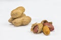 Peanuts on a white background