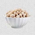Peanuts in white bowl isolated on transparent background Royalty Free Stock Photo