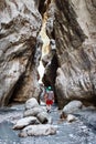 Peaople hiking in Saklikent hidden city canyon