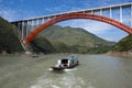 Peapod Water Taxi Boat Yangtze River, China Travel Royalty Free Stock Photo