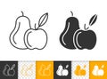 Pear and apple fruit simple black line vector icon