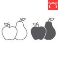 Pear and apple line and glyph icon