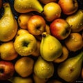 pear apple super close shot still life pattern wall art background water drops