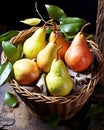 pear in the basket rustic style .