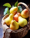 pear in the basket rustic style .