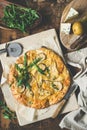 Pear and blue cheese pizza, quatro formaggi pizza Royalty Free Stock Photo