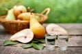 Pear brandy alcohol drink in shot glass Royalty Free Stock Photo