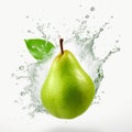 Green Pear Water Splash: Layered Imagery With Subtle Irony Royalty Free Stock Photo