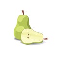 Pear cartoon fruit. Vegan organic eco product. vector illustration