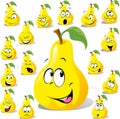 Pear cartoon with many expressions Royalty Free Stock Photo