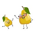 Pear character with happy crazy emotion dancing