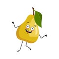 Pear character with happy crazy emotion dancing Royalty Free Stock Photo