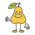 Pear character shows thumbs up and smiling Royalty Free Stock Photo