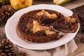 Pear and chocolate tart. Royalty Free Stock Photo