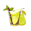 Pear cocktail. Summer refreshing drink, lemonade with pear and mint. Royalty Free Stock Photo