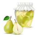 Pear compote in a jar and fresh pears