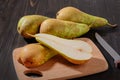 Pear conference on a dark wooden rustic background