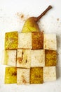 Pear in cubes pieces