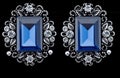 Pear Diamonds Earrings. blue gems Royalty Free Stock Photo