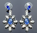 Pear Diamonds Earrings. blue gems Royalty Free Stock Photo