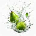 Green Pear Splash: Innovative Composition With Liquor Splash On White Background